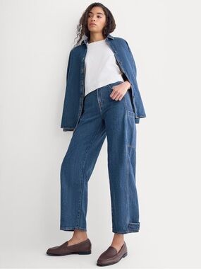 Everlane The Way-High Utility Jean Blue Size 31R Barrel Cargo NWOT